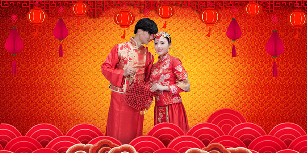 高清新娘素材中国风婚礼设计图片