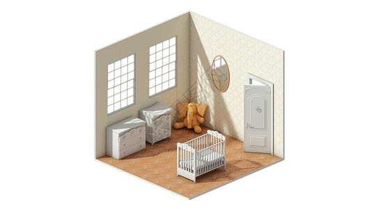 婴儿床摇铃住宅室内模型设计图片