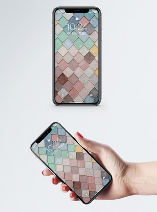 彩色方形漂浮块彩色的排列手机壁纸模板