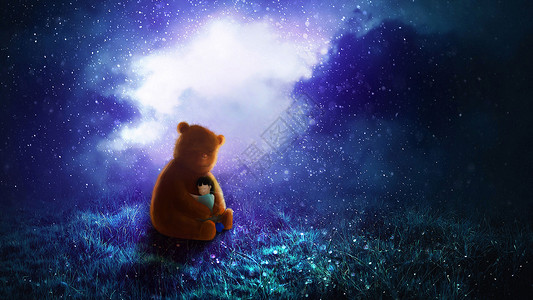 小孩熊梦幻梦境设计图片