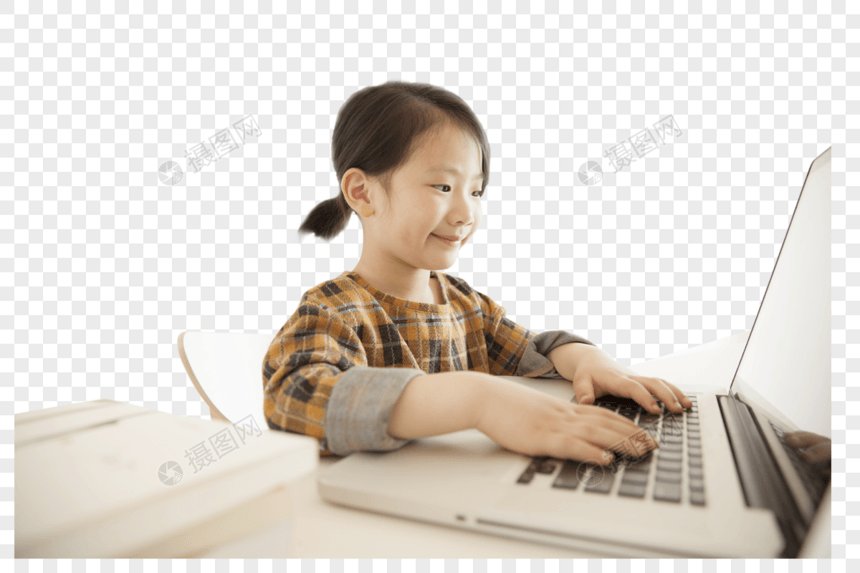 女孩在学习电脑图片