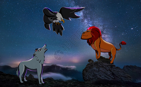 狼之嚎图片动物之夜插画
