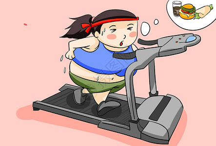 跑步减肥手绘跑步机高清图片