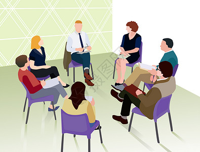 团队讨论会议商务会议场景插画