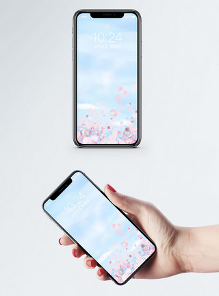樱花季节天空背景手机壁纸模板