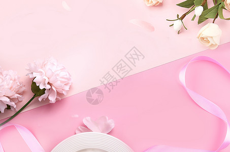 粉红色可爱彩带拼色清新桌面设计图片