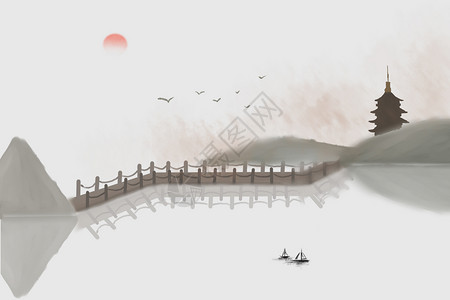 中国水墨山水背景背景图片