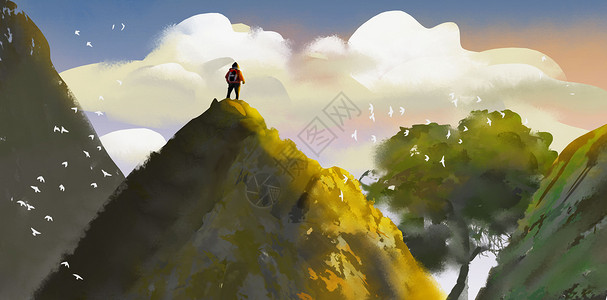 攀岩插画背景图片