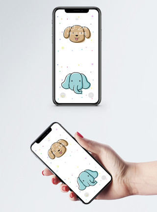 色彩动物卡通动物手机壁纸模板