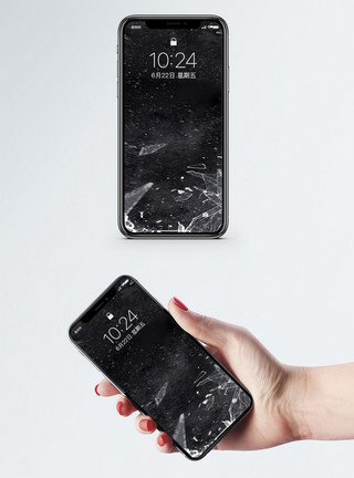 玻璃碰撞破碎声黑玻璃碎片手机壁纸模板