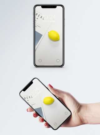 柠檬摆拍白底静物手机壁纸模板