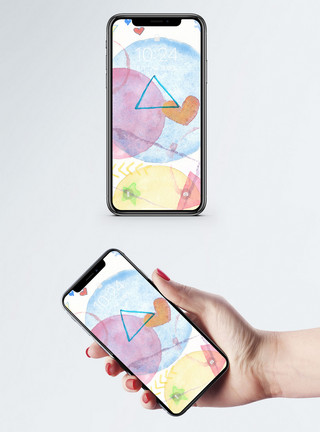 几何不规则图形水彩手机壁纸模板