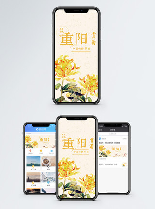 中国传统重阳赏菊手机海报配图模板