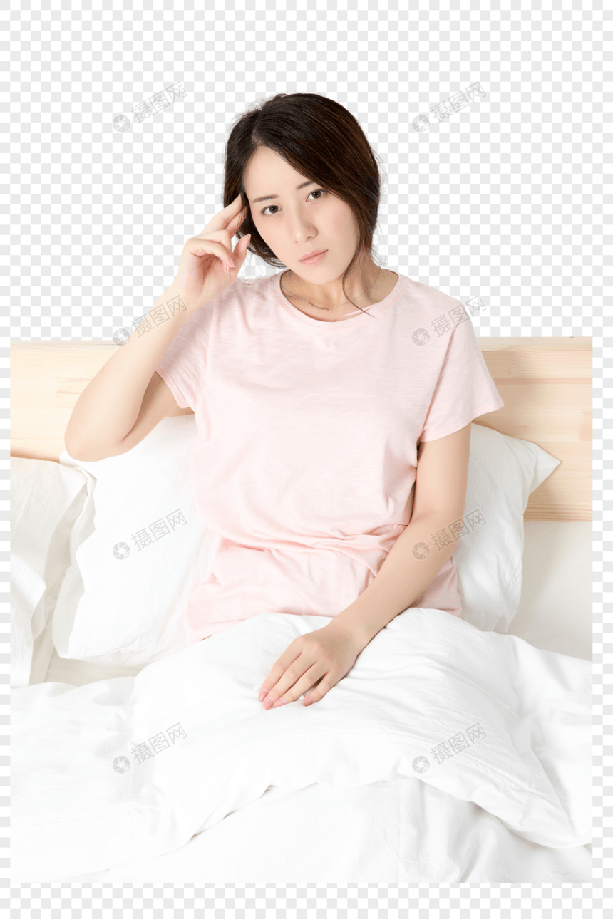 女性生病不舒服图片