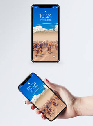 马群素材奔跑的马群手机壁纸模板