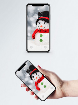 可爱冷兔雪人手机壁纸模板