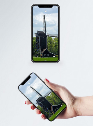 荷兰风车景观风车手机壁纸模板