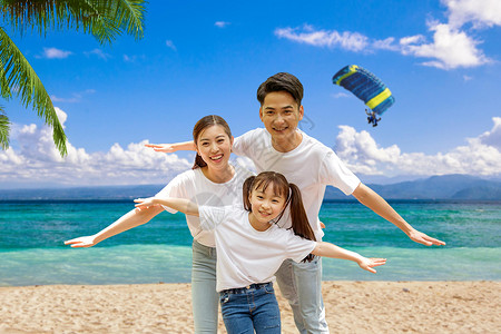 沙滩风筝旅行日设计图片