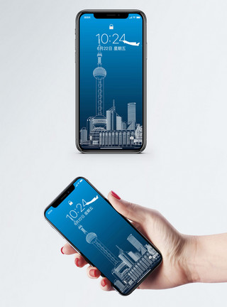 上海南翔城市线条手机壁纸模板
