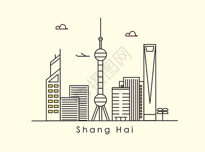 上海风光插画背景图片