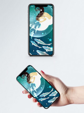 海洋扇贝美人鱼美人鱼手机壁纸模板