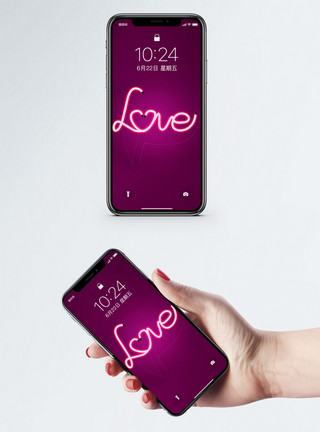 霓虹色光效爱情手机壁纸模板