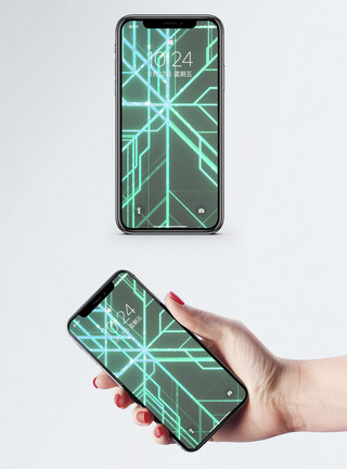 绿色魔法状光效科技光线手机壁纸模板