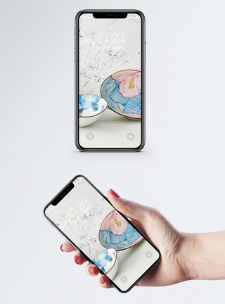 抽象彩色花纹图案彩色船陶瓷碗手机壁纸模板