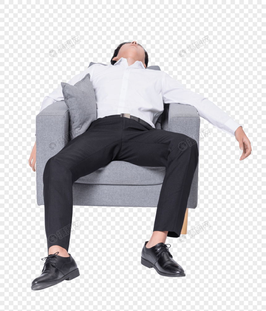商务男士累趴在沙发上图片