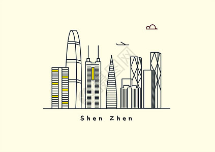 深圳城市景观插画图片