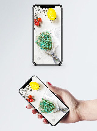 水果搭配小清新摆花手机壁纸模板