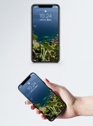 威海海岸线地中海风光手机壁纸模板