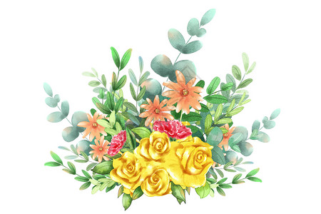 康乃馨植物花束花束插画