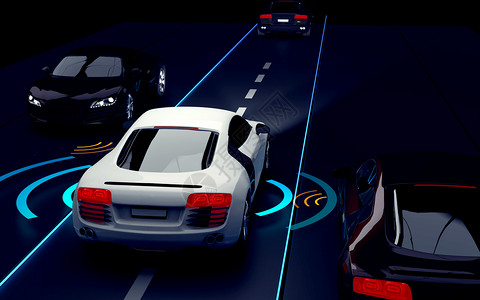 停车科技感汽车自动驾驶场景设计图片