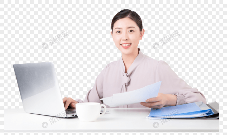 电脑办公的休闲商务女性图片