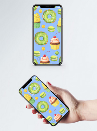 梦幻马卡龙蛋糕甜甜圈蛋糕手机壁纸模板