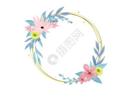 粉色花卉邀请函水彩花卉插画插画
