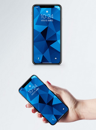 立体三角蓝色几何图形手机壁纸模板