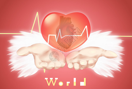 天使爱心世界心脏日插画