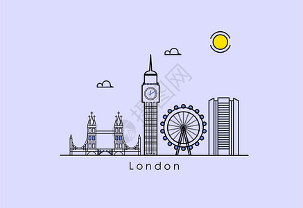 英国英伦伦敦建筑插画
