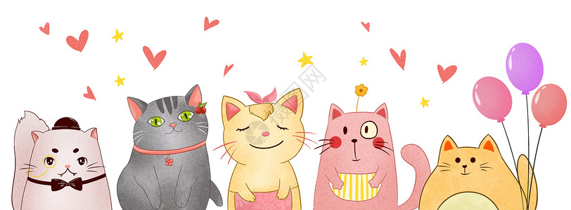 手帐素材动物手绘可爱猫咪插画