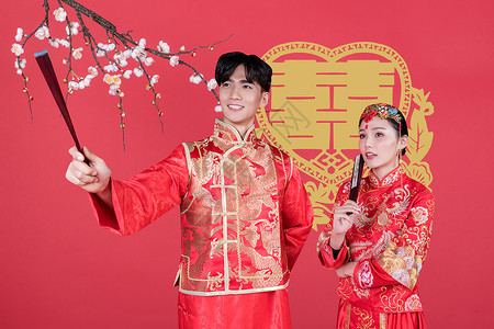 中式婚礼结婚大红色高清图片