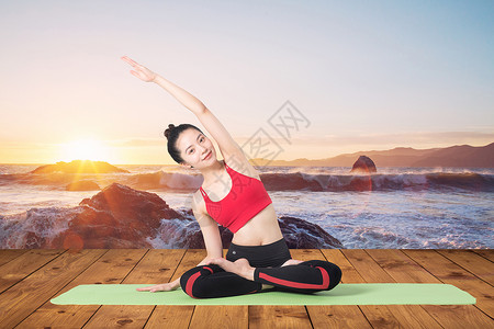 瑜伽健身的女孩瑜伽运动设计图片