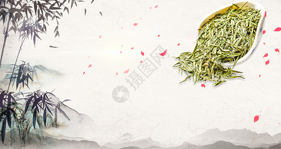中国田园风光茶与饮食设计图片
