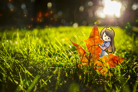 秋天落叶创意配图背景图片