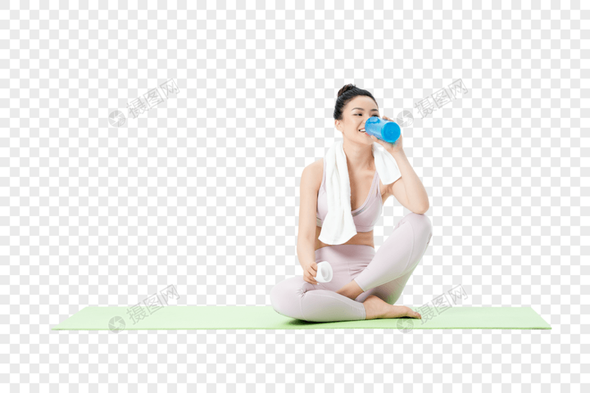 年轻女性瑜伽垫上休息图片