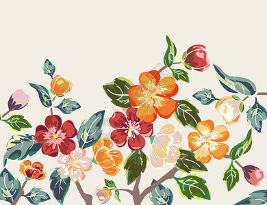 苹果树植物装饰花卉背景插画
