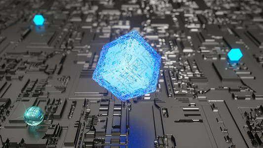 蓝色电光能量球能量魔方设计图片