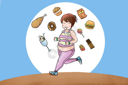 运动食物减肥插画