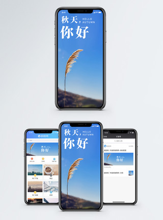 山坡上你好秋天手机海报配图模板